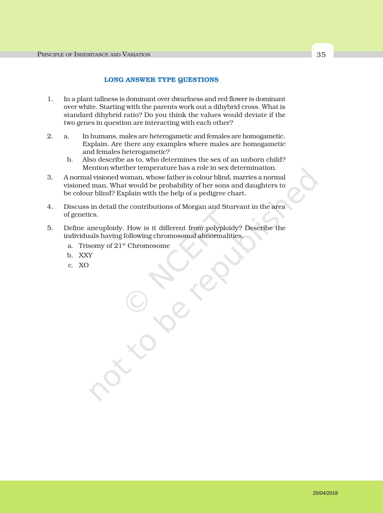 NCERT Exemplar Book for Class 12 Biology: Chapter 5 Principle of Inheritance and Variation - Page 7