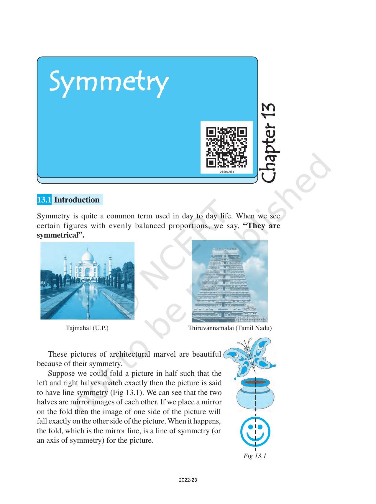 NCERT Book for Class 6 Maths: Chapter 13-Symmetry - Page 1