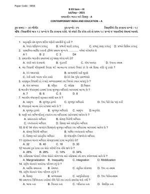 Hemchand North Gujarat University Sample Paper July-Sept 2021: B ED Sem – III  Contemporary India And Education - A Paper Code - 3856