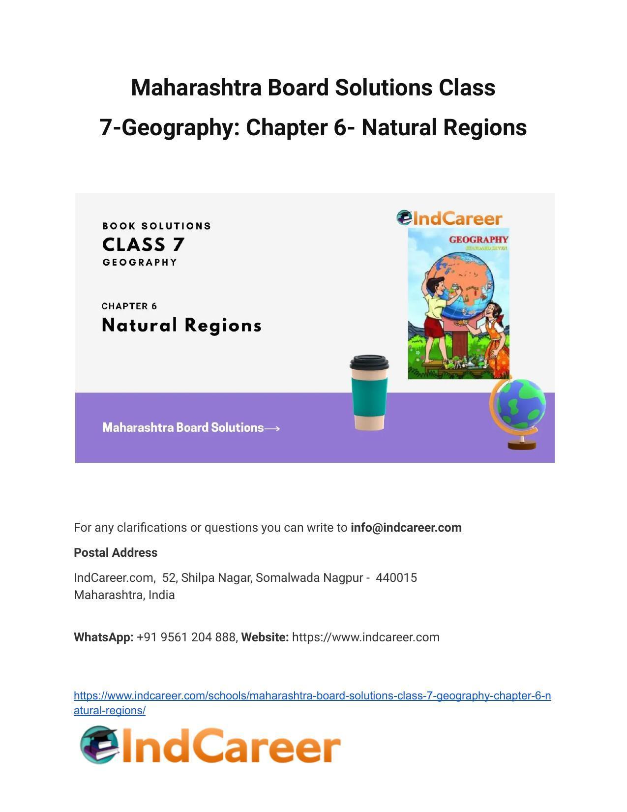 Maharashtra Board Solutions Class 7-Geography: Chapter 6- Natural Regions - Page 1