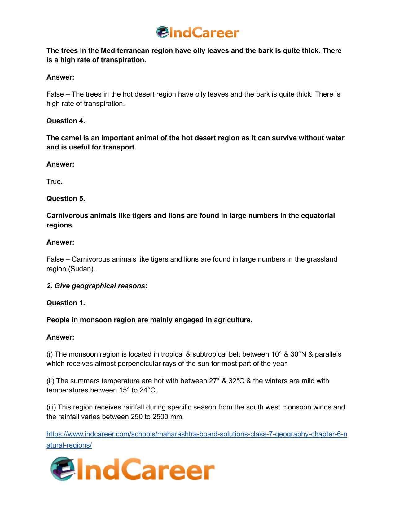 Maharashtra Board Solutions Class 7-Geography: Chapter 6- Natural Regions - Page 3