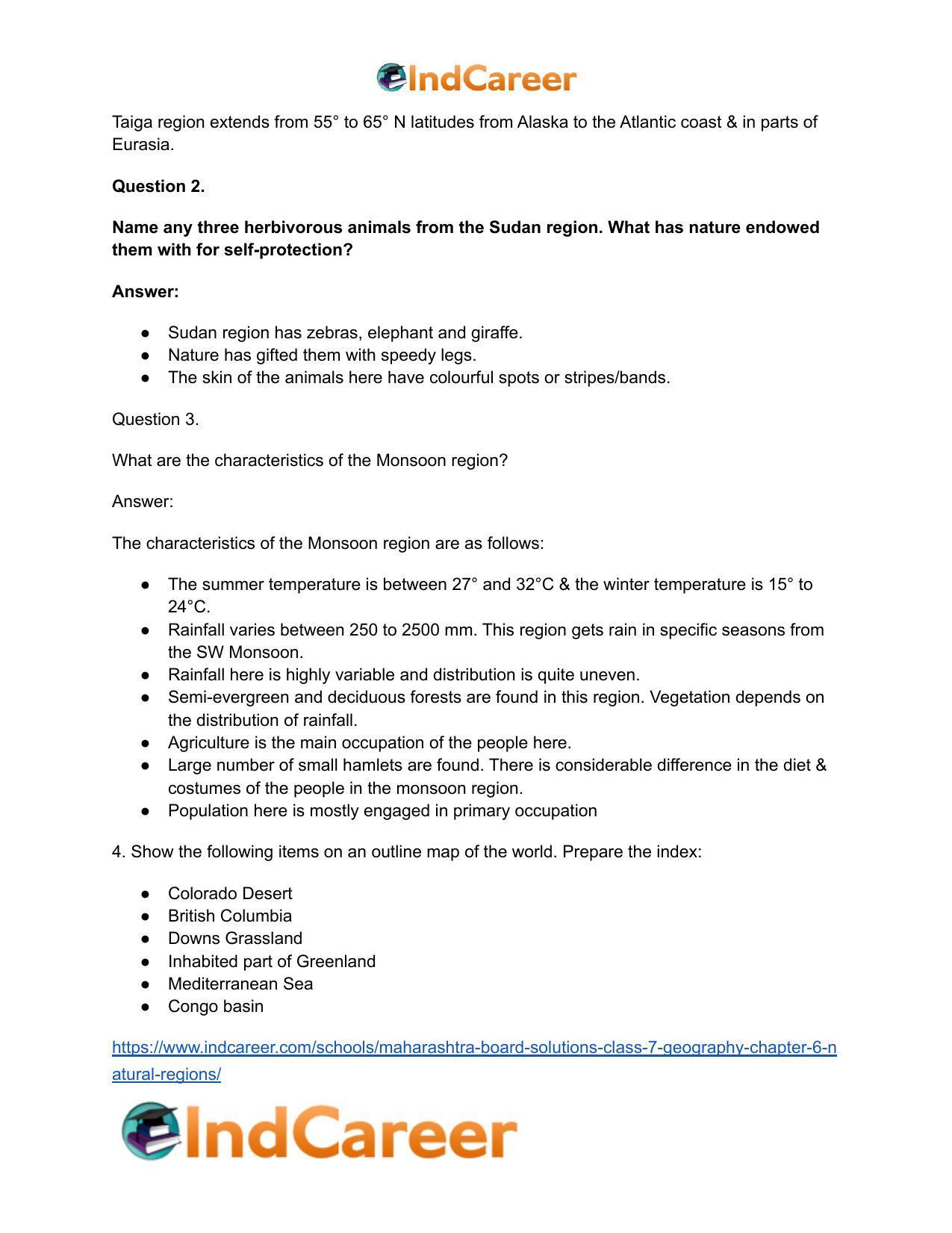 Maharashtra Board Solutions Class 7-Geography: Chapter 6- Natural Regions - Page 5