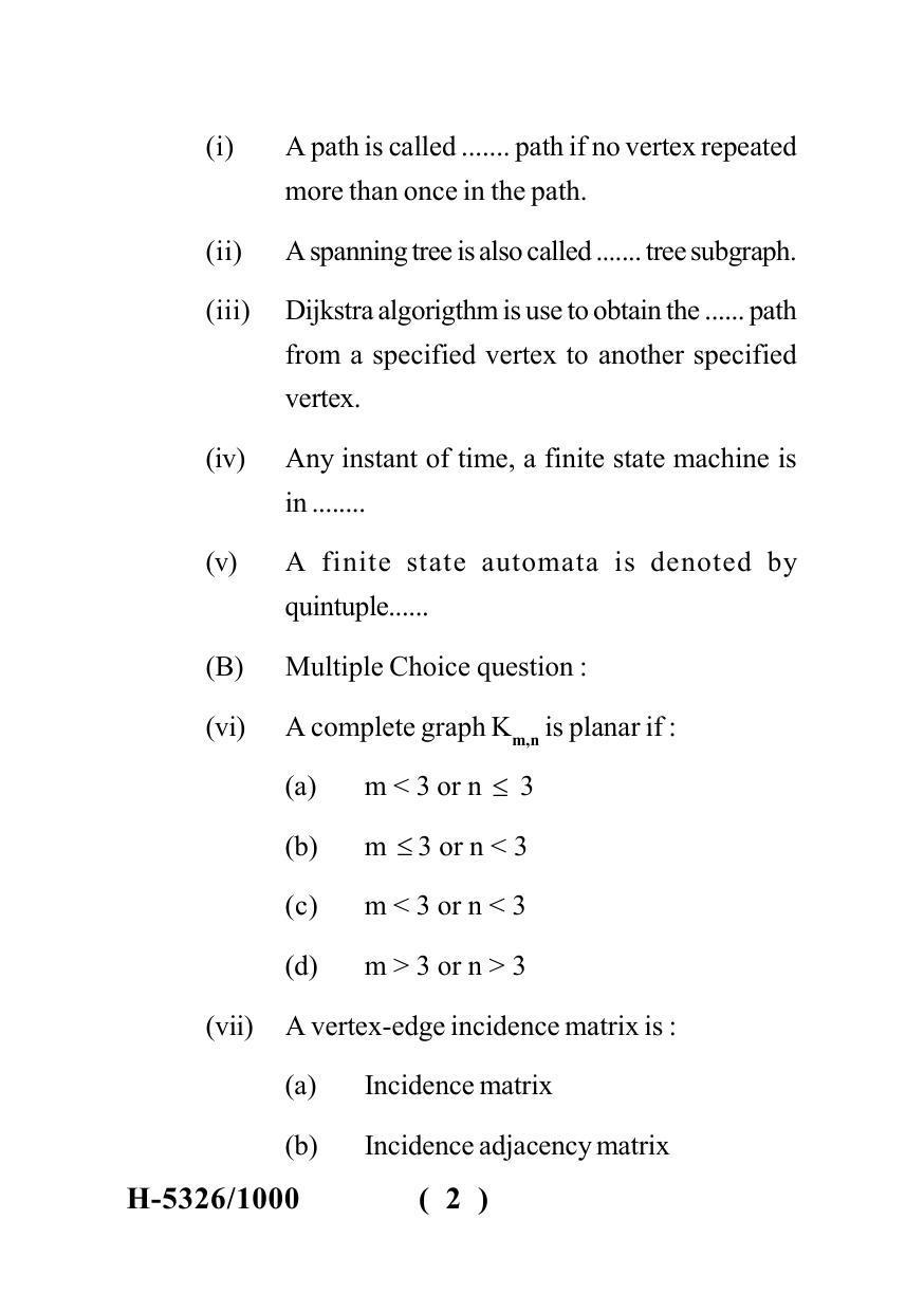 Sarguja University Question Paper July-2022 : M.Sc. In Mathematics (Second Sem.)Advanced Discrete Mathematics (II) Paper 1 - Page 2