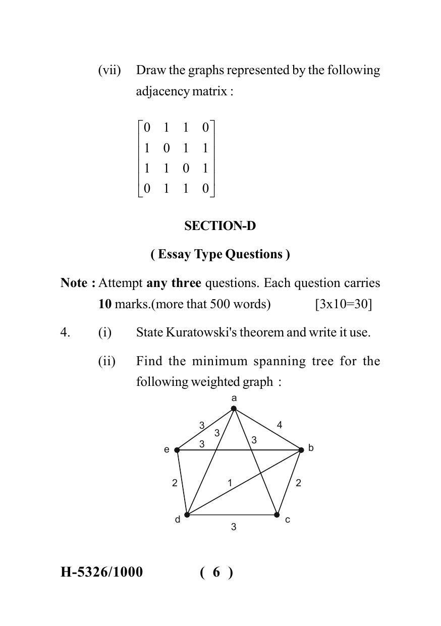 Sarguja University Question Paper July-2022 : M.Sc. In Mathematics (Second Sem.)Advanced Discrete Mathematics (II) Paper 1 - Page 6