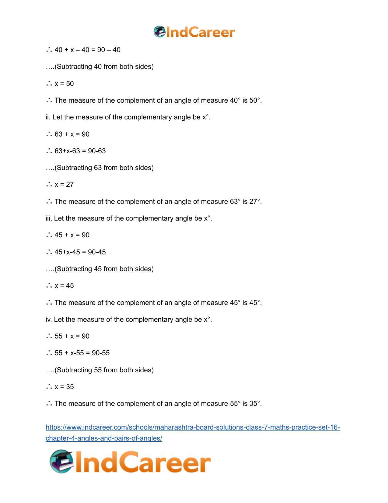 Maharashtra Board Solutions Class 7-Maths (Practice Set 16): Chapter 4- Angles and Pairs of Angles - Page 3