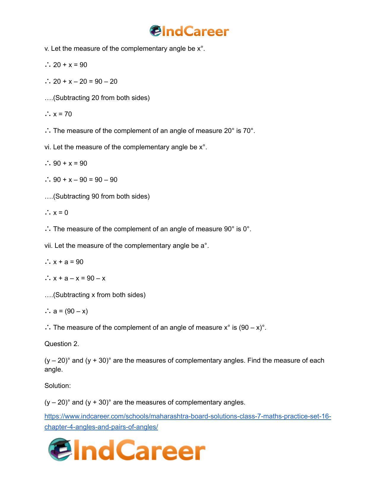 Maharashtra Board Solutions Class 7-Maths (Practice Set 16): Chapter 4- Angles and Pairs of Angles - Page 4