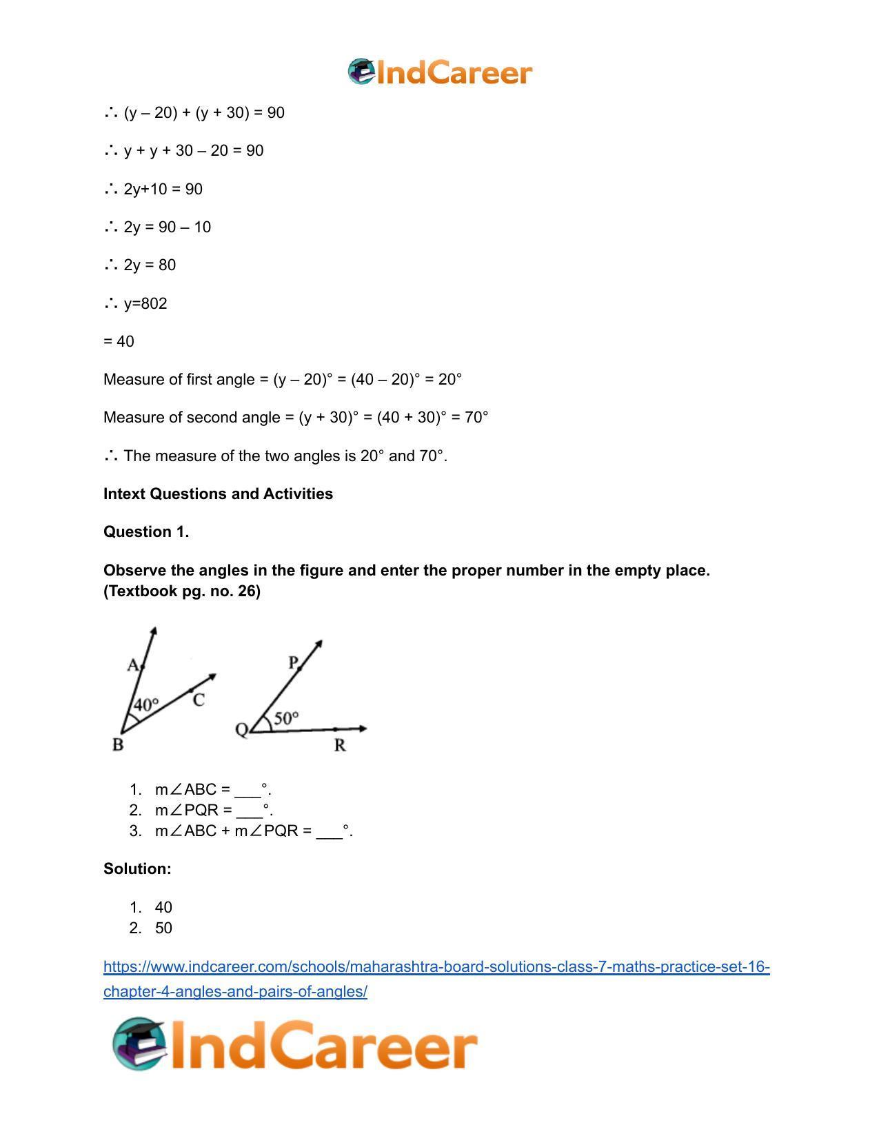 Maharashtra Board Solutions Class 7-Maths (Practice Set 16): Chapter 4- Angles and Pairs of Angles - Page 5