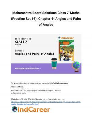 Maharashtra Board Solutions Class 7-Maths (Practice Set 16): Chapter 4- Angles and Pairs of Angles