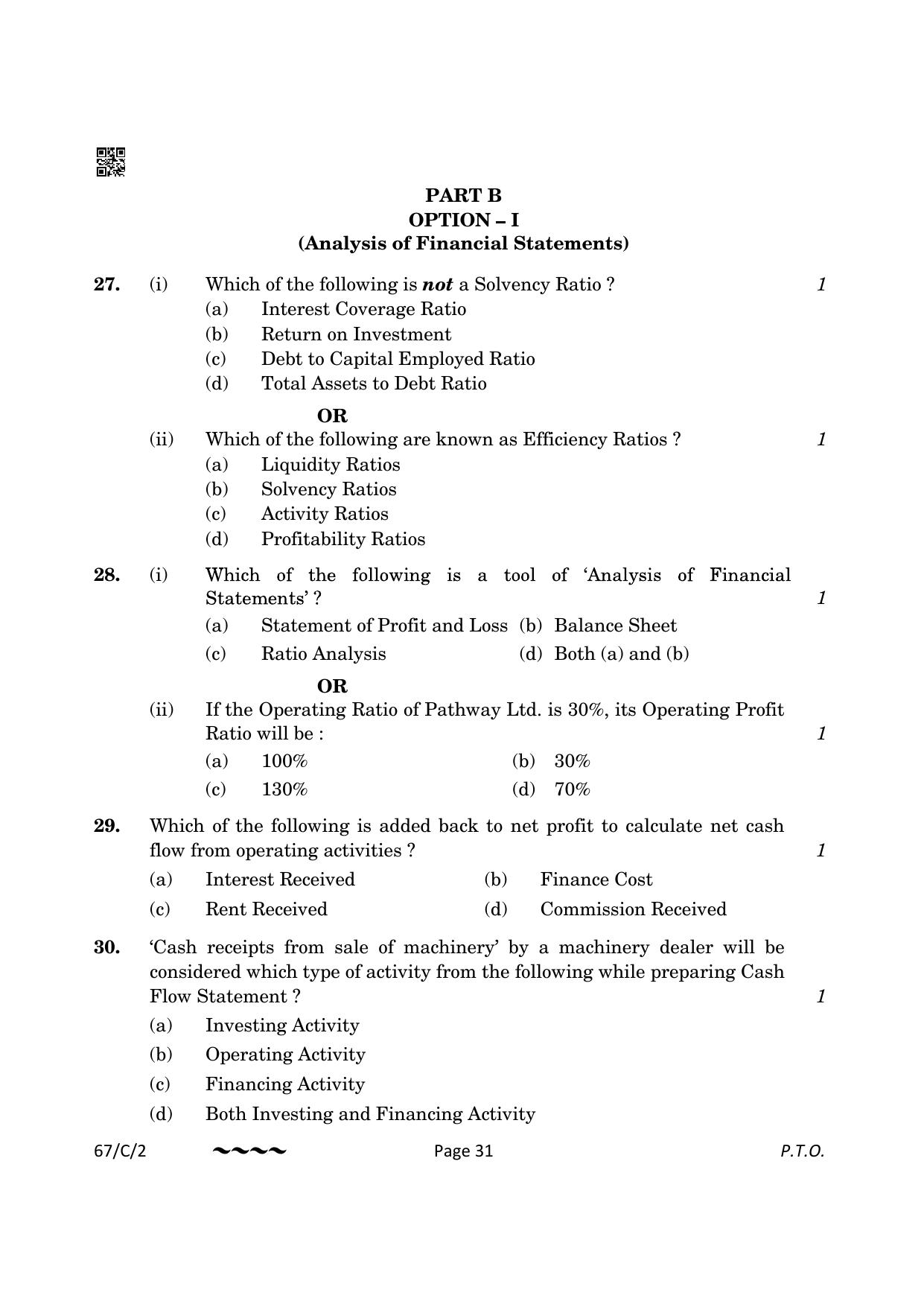 CBSE Class 12 67-1-2 Accountancy 2023 (Compartment) Question Paper - Page 31