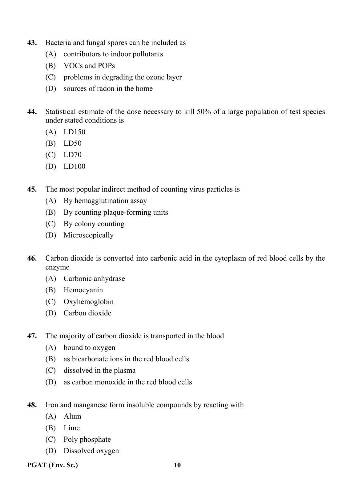 OJEE PGAT 2013 Environment Science Question Paper - Page 9