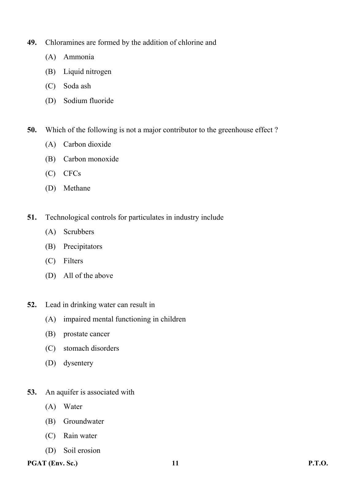 OJEE PGAT 2013 Environment Science Question Paper - Page 10