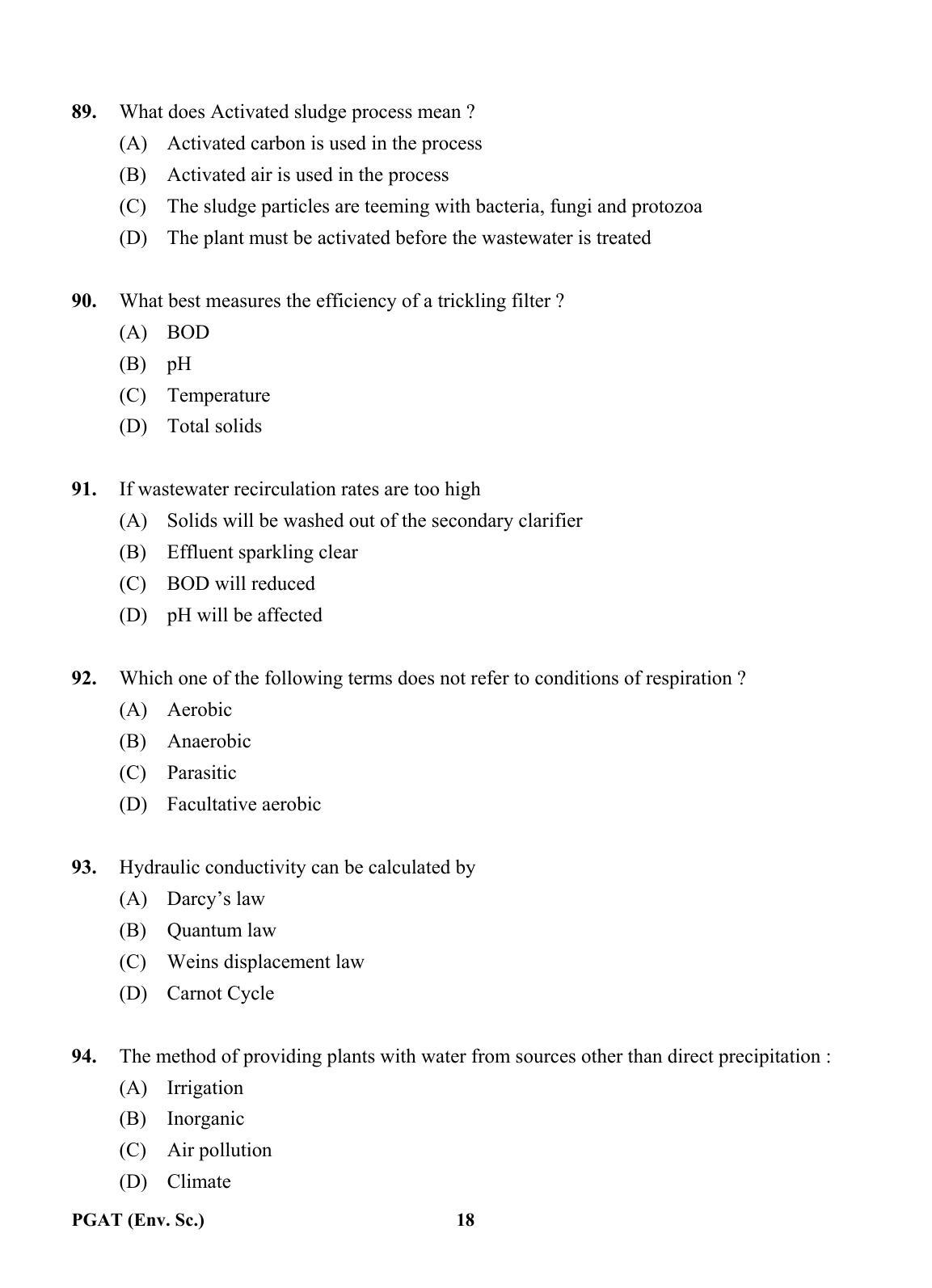 OJEE PGAT 2013 Environment Science Question Paper - Page 17