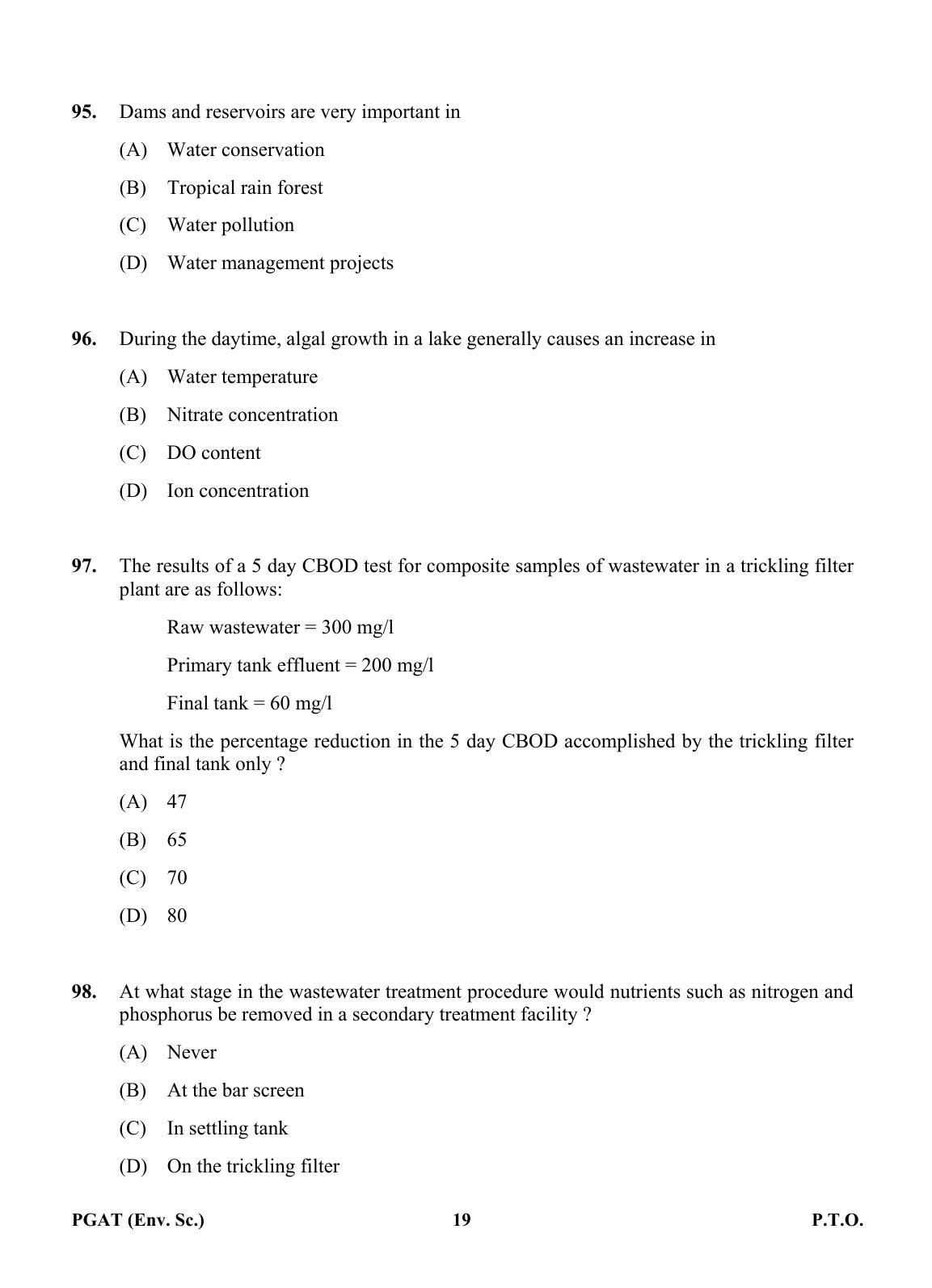OJEE PGAT 2013 Environment Science Question Paper - Page 18
