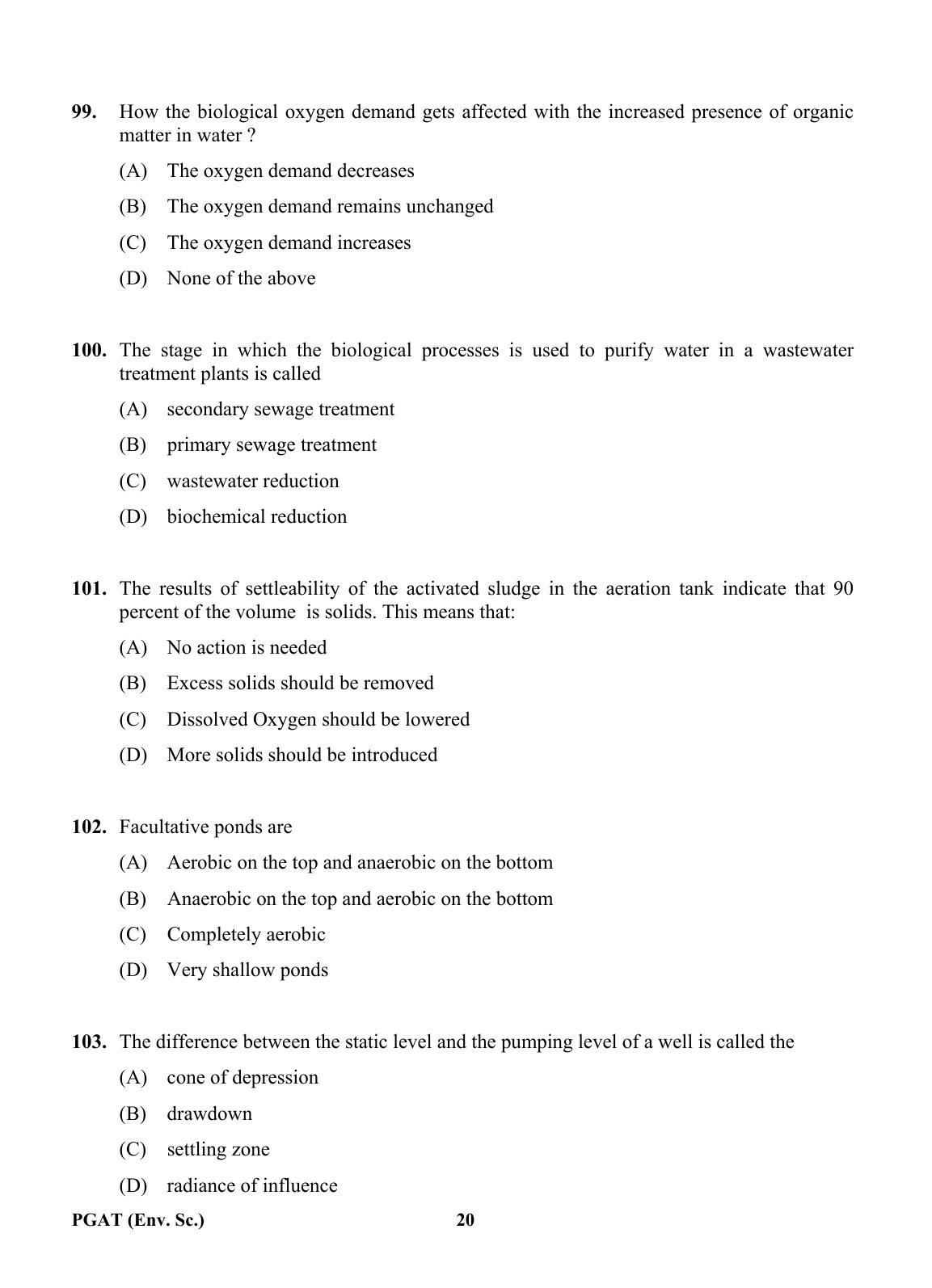 OJEE PGAT 2013 Environment Science Question Paper - Page 19