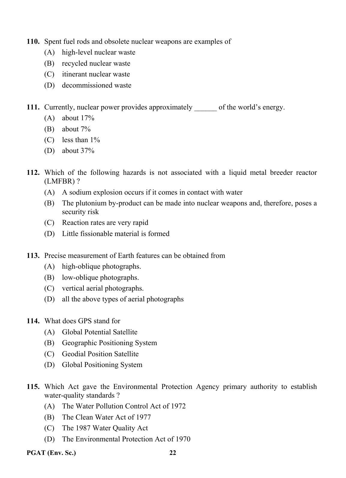 OJEE PGAT 2013 Environment Science Question Paper - Page 21