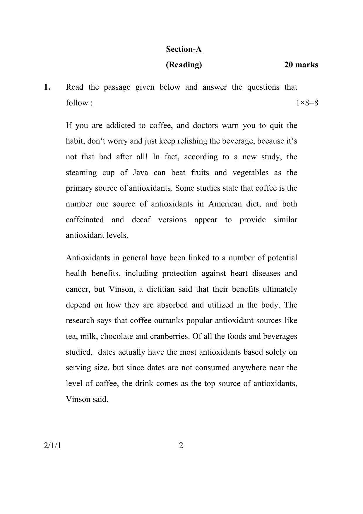 CBSE Class 10 2-1-1 ENGLISH LANGUAGE & LIT. 2016 Question Paper - Page 2