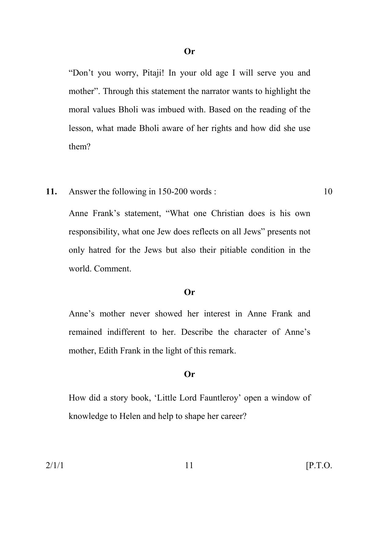 CBSE Class 10 2-1-1 ENGLISH LANGUAGE & LIT. 2016 Question Paper - Page 11