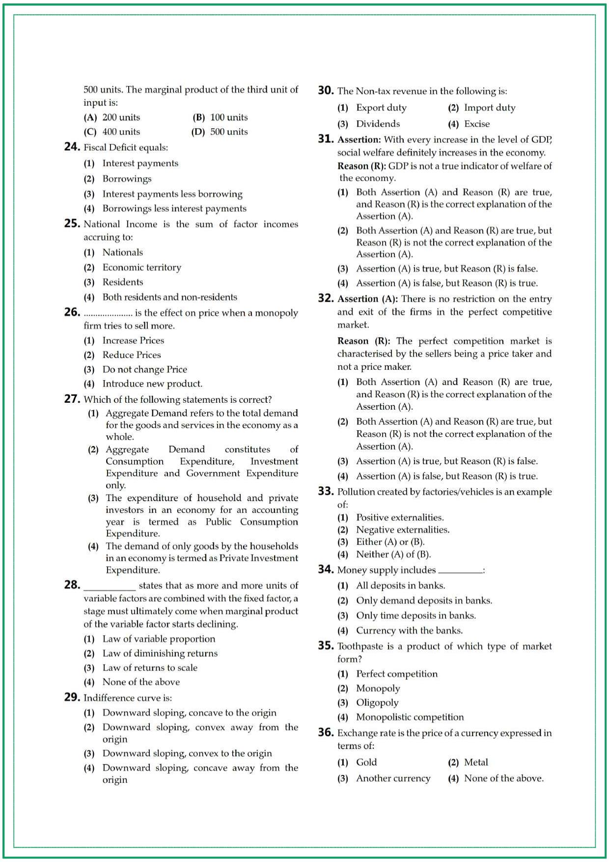 CUET UG Economics Sample Paper 3 - Page 3