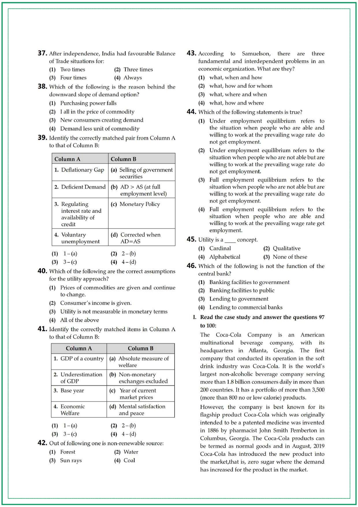 CUET UG Economics Sample Paper 3 - Page 4