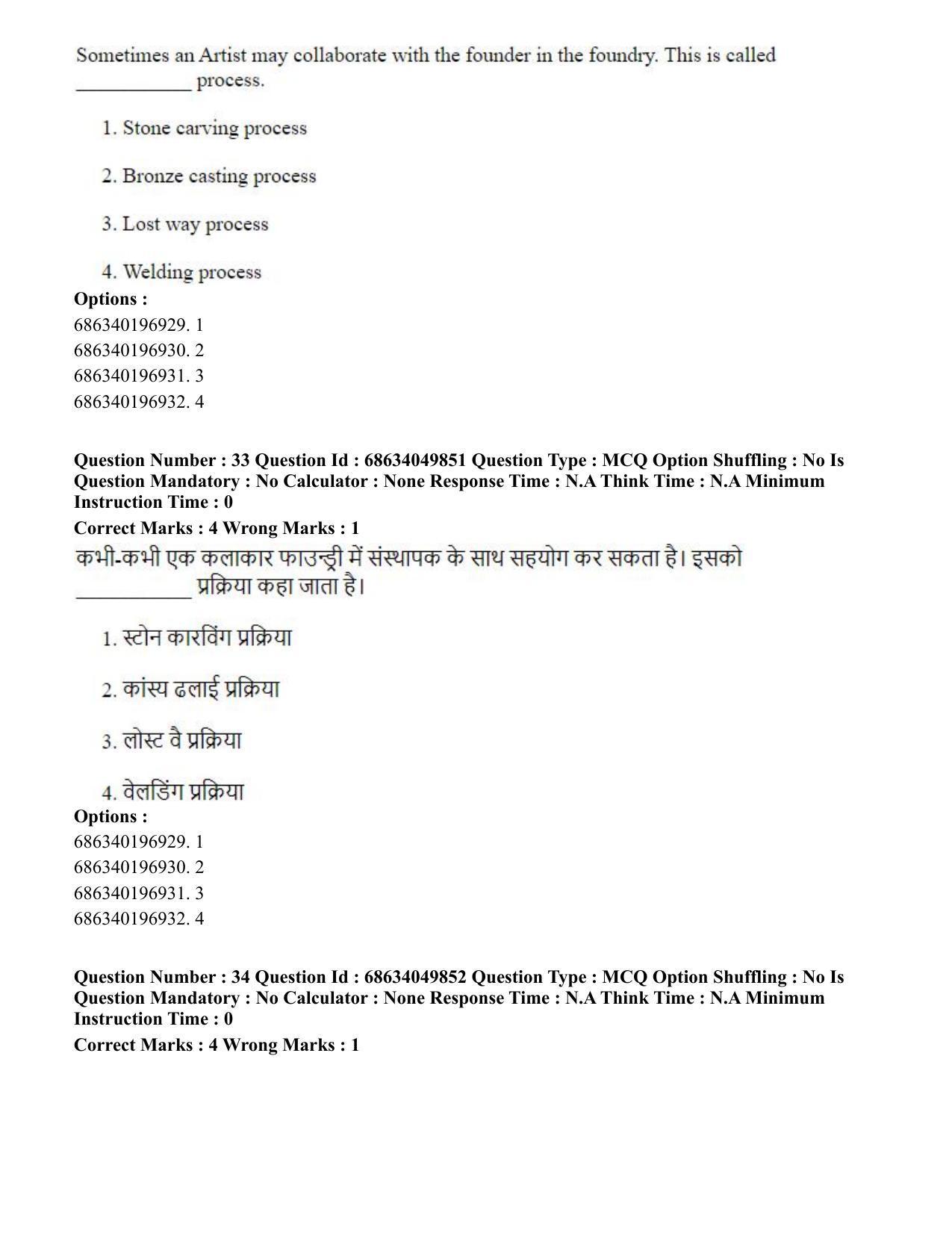 CUET PG 2023: HUQP17 – Plastic Arts (Eng) - Shift 3 (2-07-2023) Question Paper - Page 37