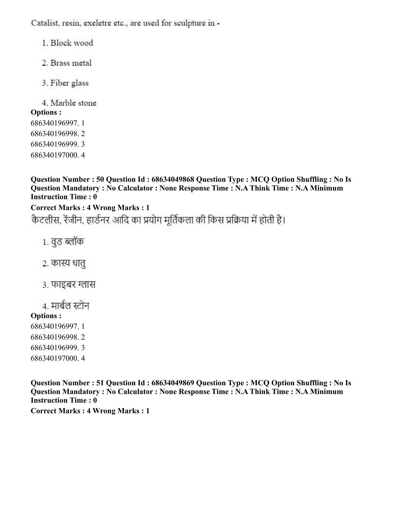 CUET PG 2023: HUQP17 – Plastic Arts (Eng) - Shift 3 (2-07-2023) Question Paper - Page 54