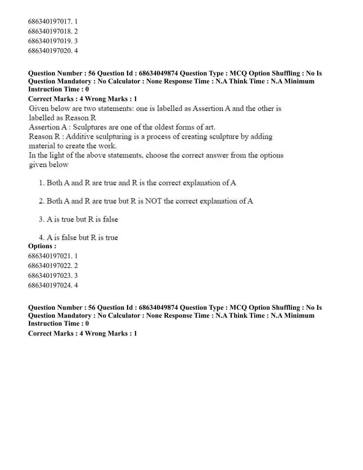 CUET PG 2023: HUQP17 – Plastic Arts (Eng) - Shift 3 (2-07-2023) Question Paper - Page 60