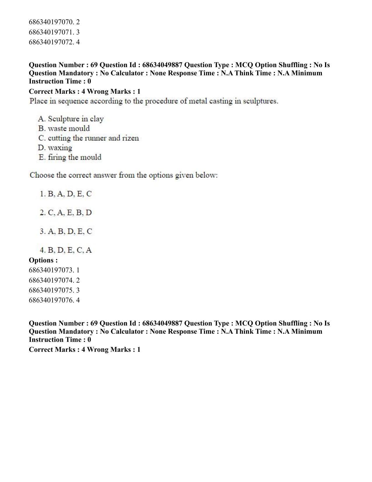 CUET PG 2023: HUQP17 – Plastic Arts (Eng) - Shift 3 (2-07-2023) Question Paper - Page 77