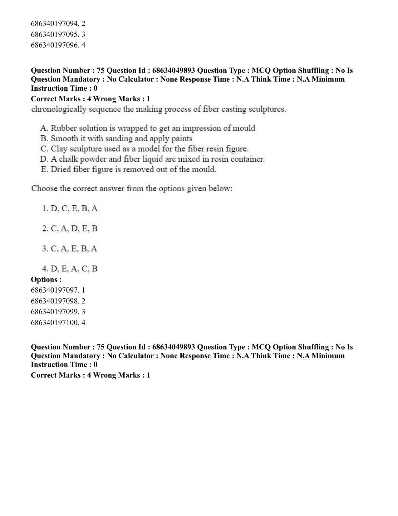CUET PG 2023: HUQP17 – Plastic Arts (Eng) - Shift 3 (2-07-2023) Question Paper - Page 85