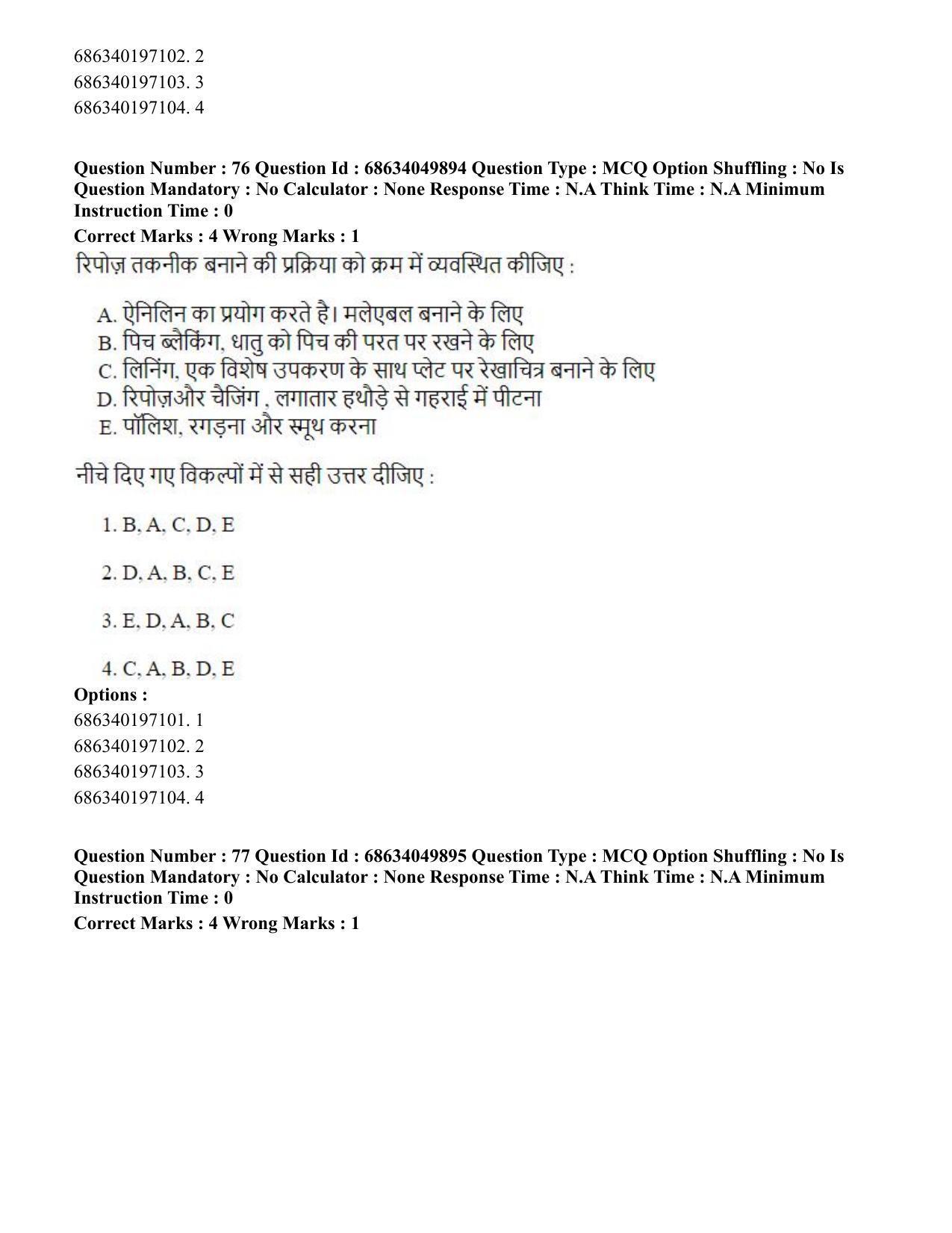 CUET PG 2023: HUQP17 – Plastic Arts (Eng) - Shift 3 (2-07-2023) Question Paper - Page 87