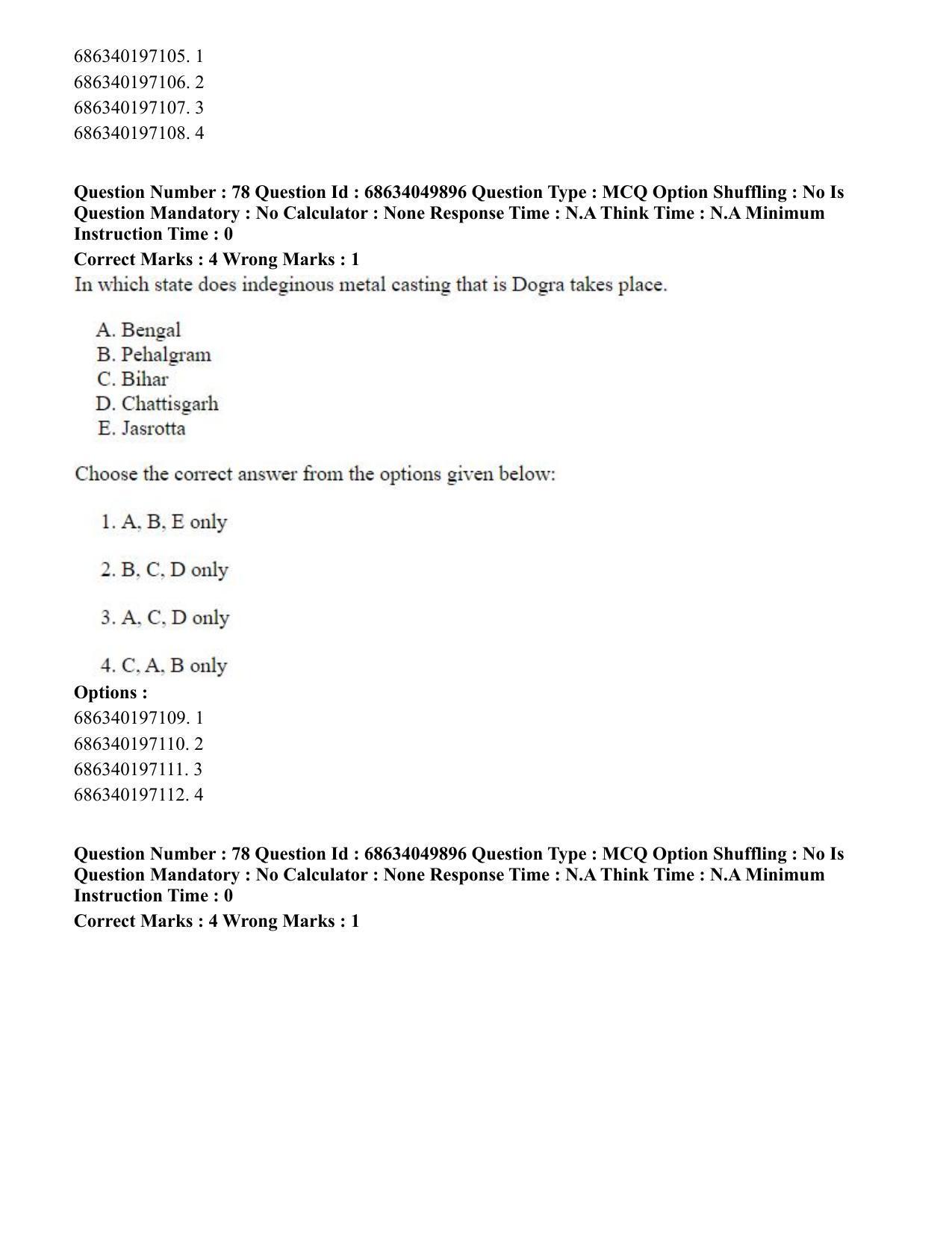 CUET PG 2023: HUQP17 – Plastic Arts (Eng) - Shift 3 (2-07-2023) Question Paper - Page 89