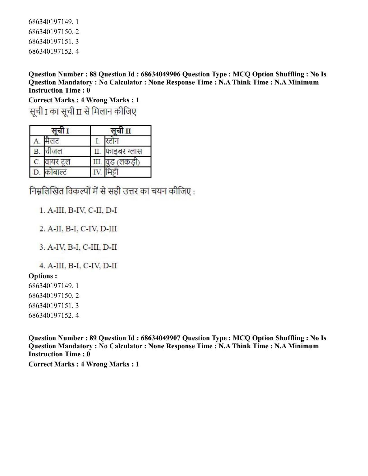 CUET PG 2023: HUQP17 – Plastic Arts (Eng) - Shift 3 (2-07-2023) Question Paper - Page 103