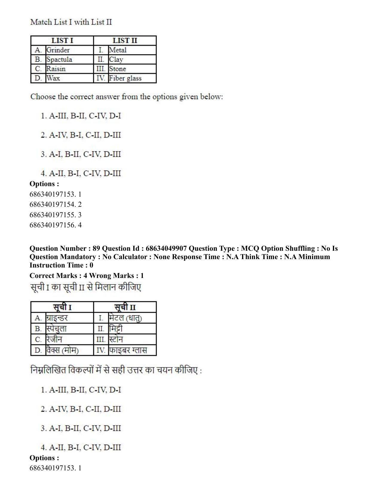 CUET PG 2023: HUQP17 – Plastic Arts (Eng) - Shift 3 (2-07-2023) Question Paper - Page 104
