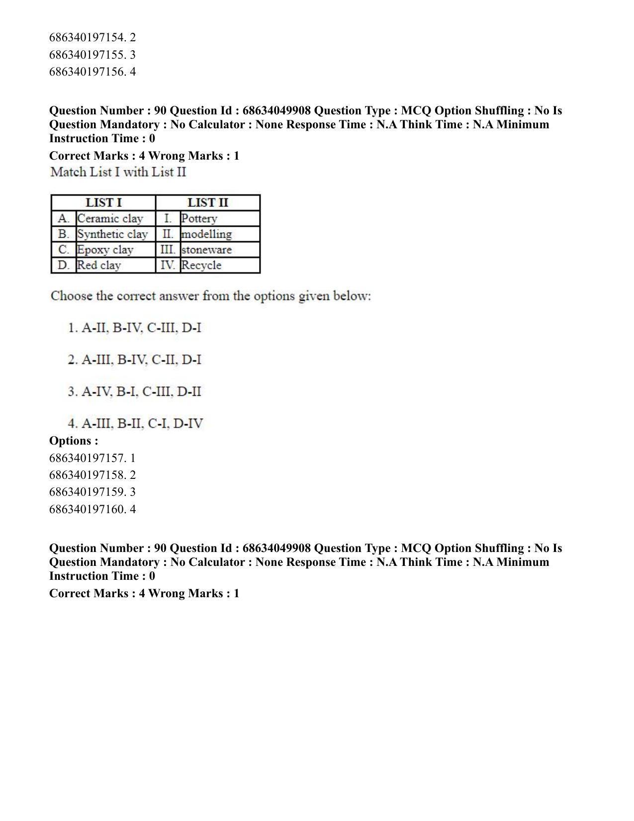 CUET PG 2023: HUQP17 – Plastic Arts (Eng) - Shift 3 (2-07-2023) Question Paper - Page 105