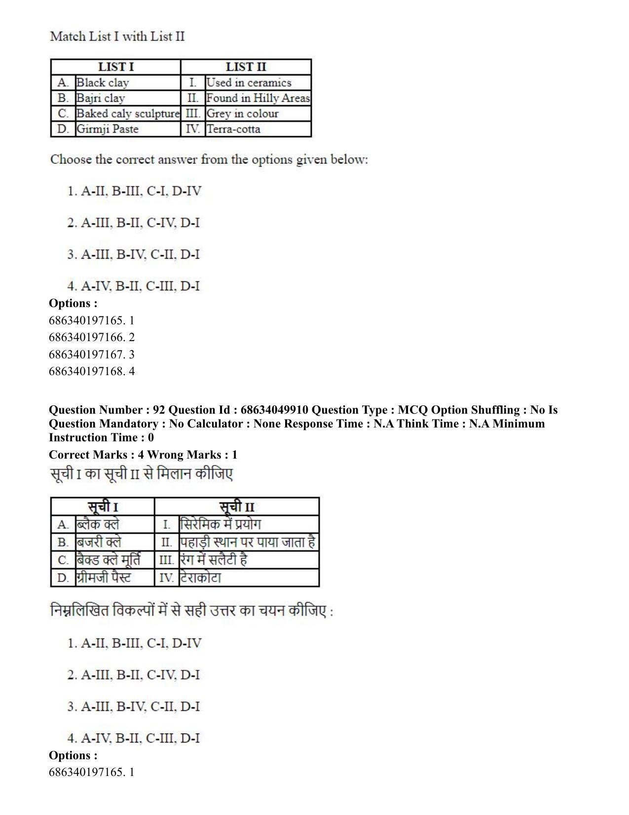 CUET PG 2023: HUQP17 – Plastic Arts (Eng) - Shift 3 (2-07-2023) Question Paper - Page 108