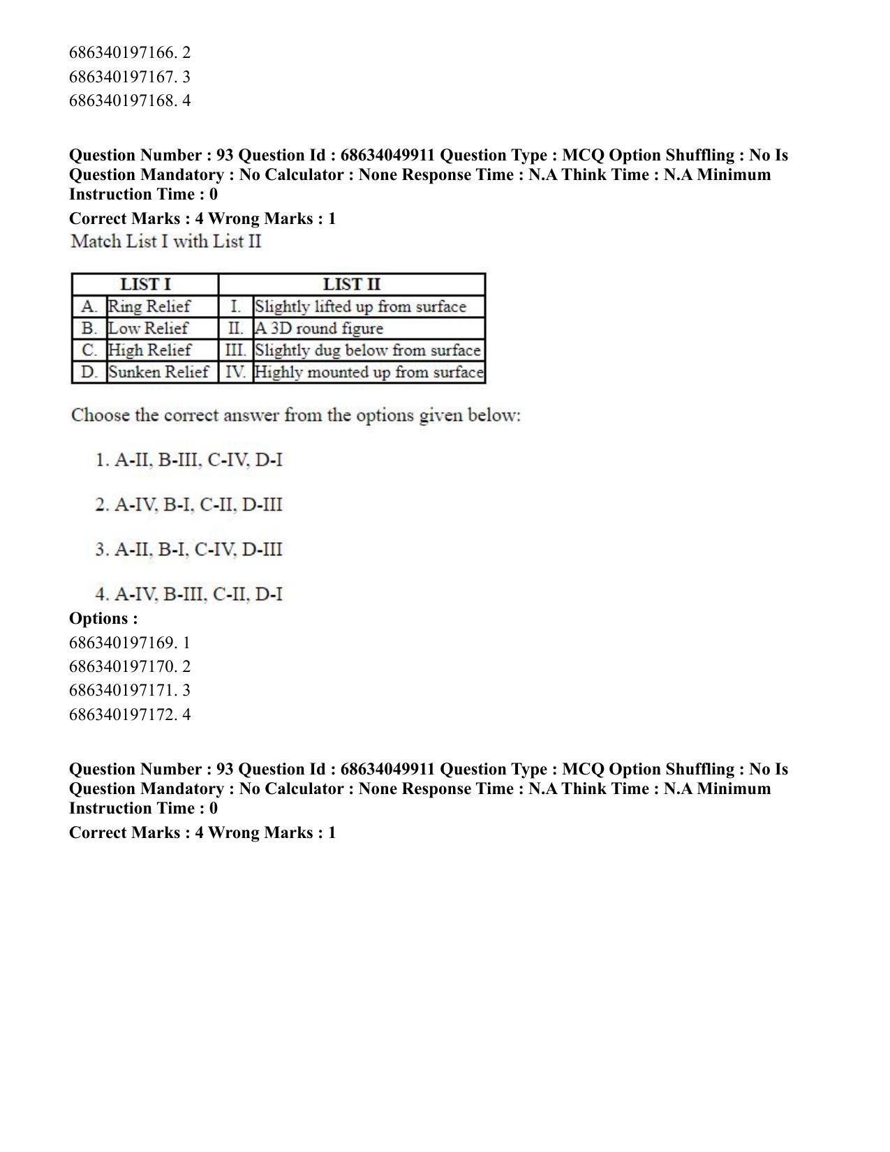 CUET PG 2023: HUQP17 – Plastic Arts (Eng) - Shift 3 (2-07-2023) Question Paper - Page 109