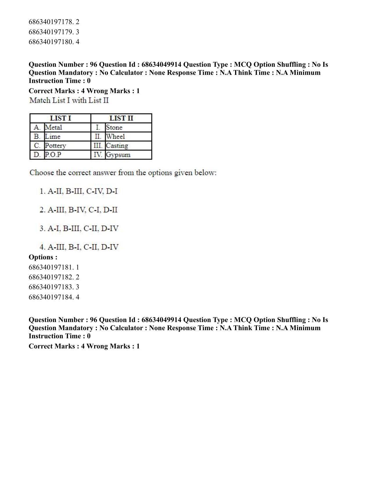 CUET PG 2023: HUQP17 – Plastic Arts (Eng) - Shift 3 (2-07-2023) Question Paper - Page 113