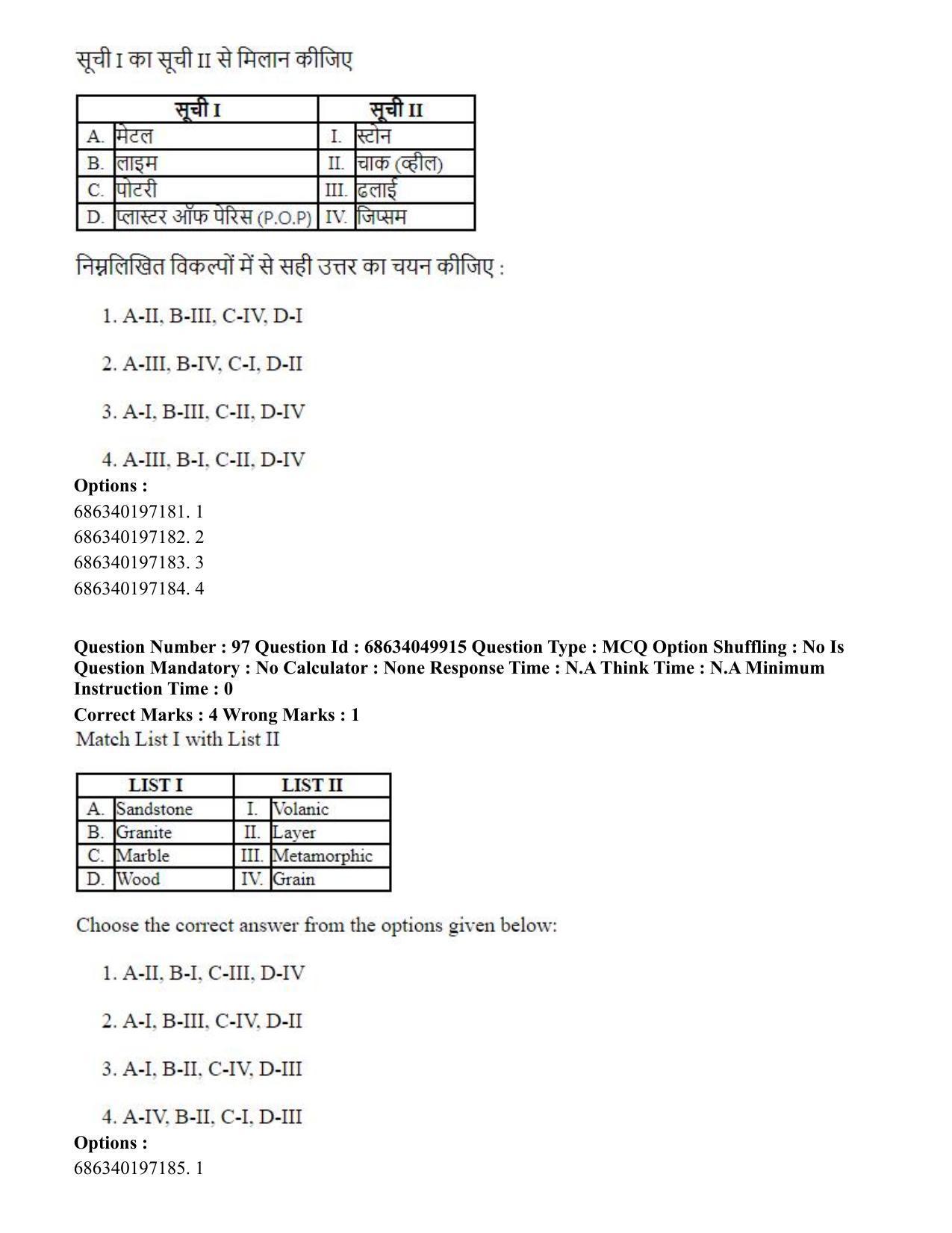 CUET PG 2023: HUQP17 – Plastic Arts (Eng) - Shift 3 (2-07-2023) Question Paper - Page 114