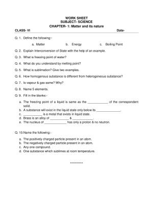 CBSE Worksheets for Class 6 Science Matter and its nature Assignment 2