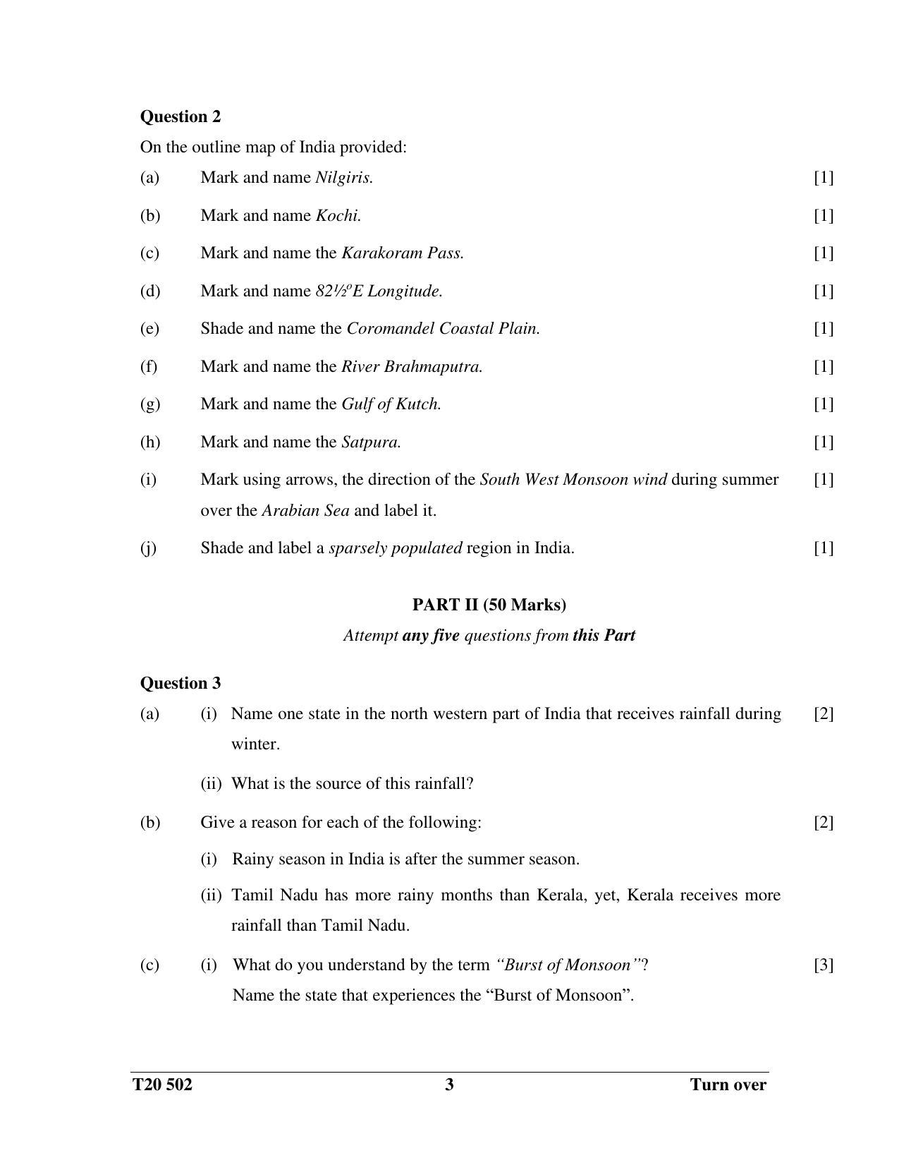 ICSE Class 10 History & Civics - H.C.G. - Paper 2 2020 Question Paper - Page 3