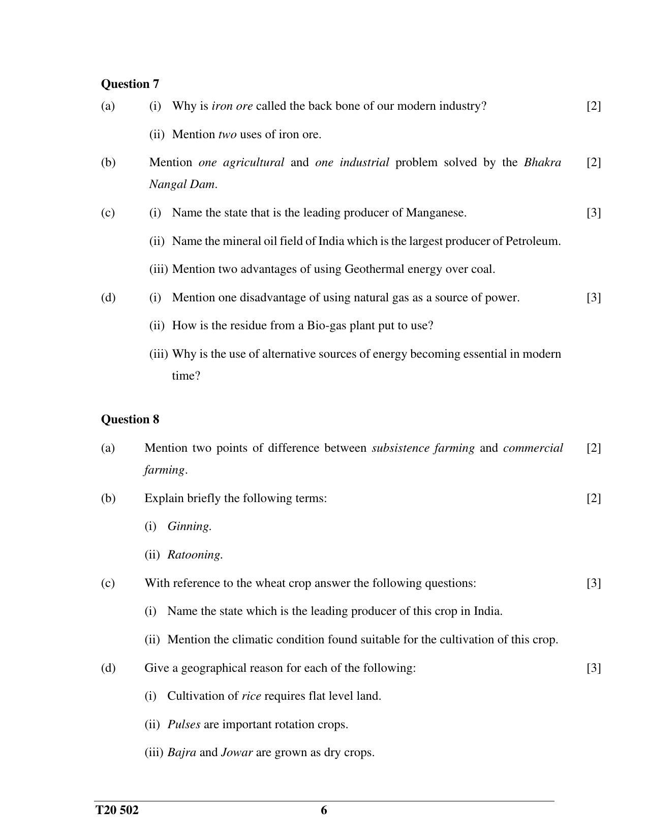 ICSE Class 10 History & Civics - H.C.G. - Paper 2 2020 Question Paper - Page 6