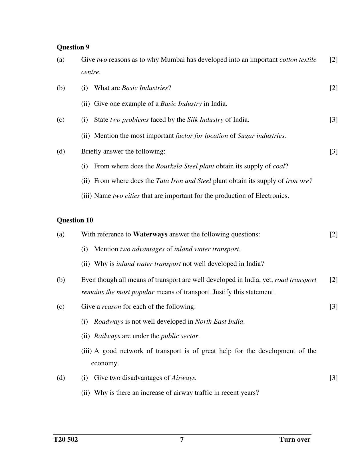 ICSE Class 10 History & Civics - H.C.G. - Paper 2 2020 Question Paper - Page 7