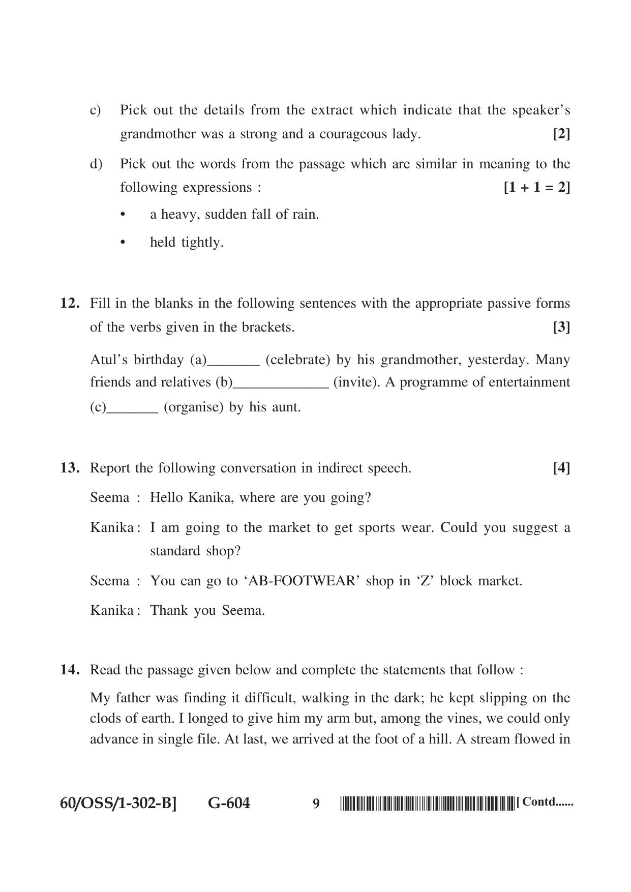 NIOS Jan-Feb 2021 Class 12 English (SET B) Question Paper - Page 9