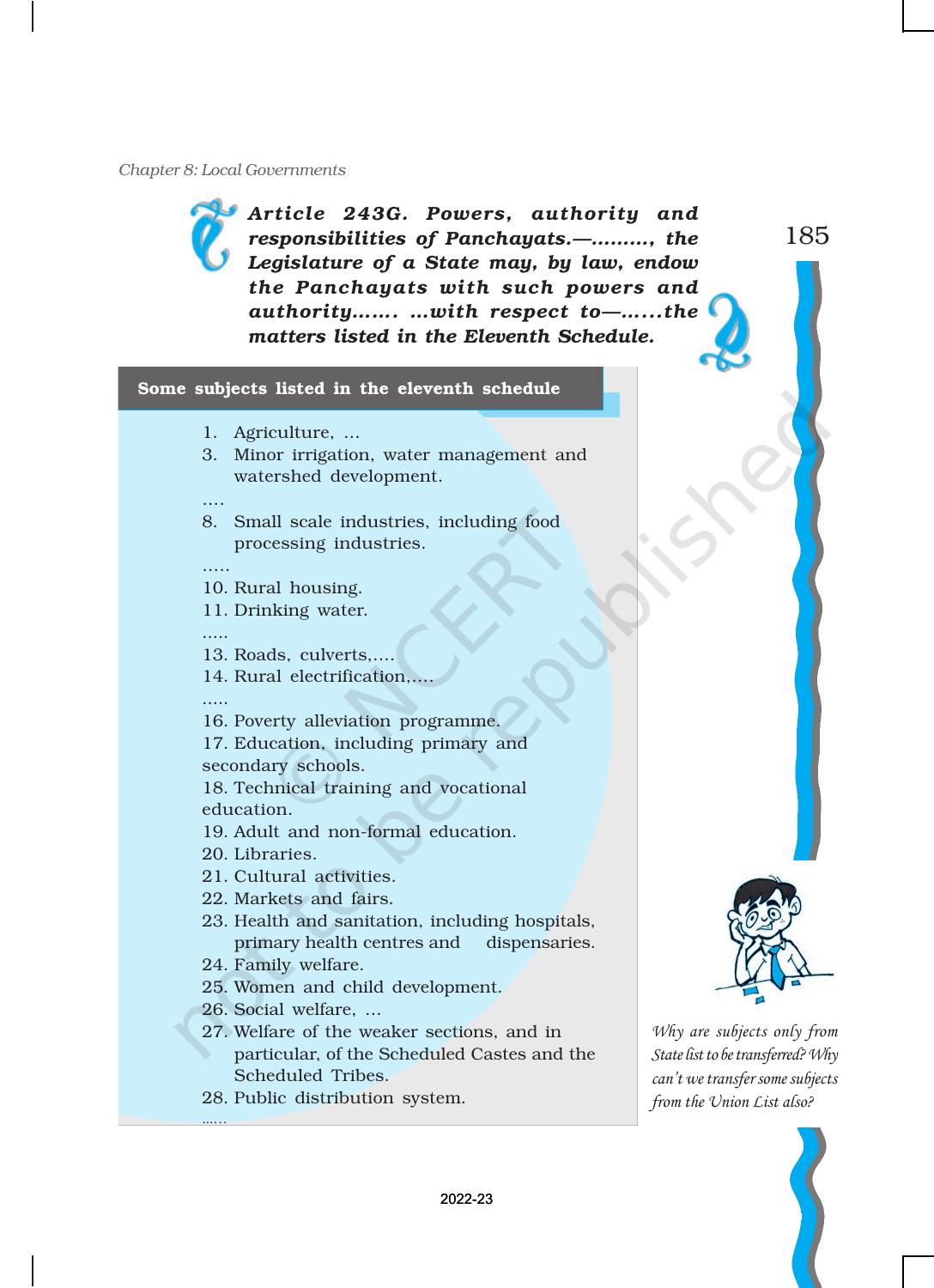 NCERT Book for Class 11 Political Science (Indian Constitution at Work) Chapter 8 Local Governments - Page 10