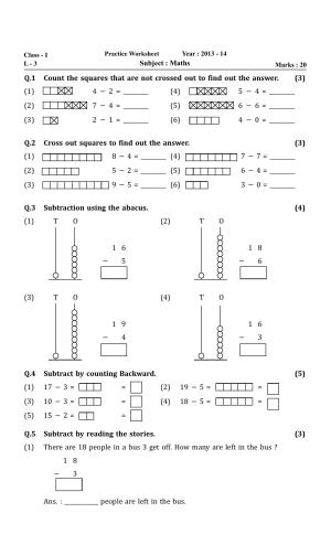 Worksheet for Class 1 Maths Assignment 15