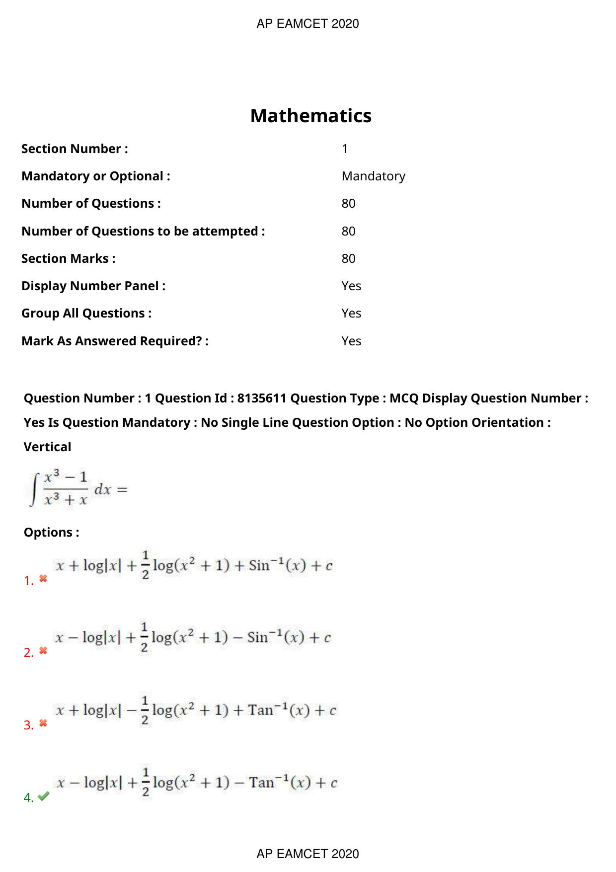 AP EAPCET 2020 - September 17, 2020- Shift 1 - Master Engineering Question Paper With Preliminary Keys - Page 2