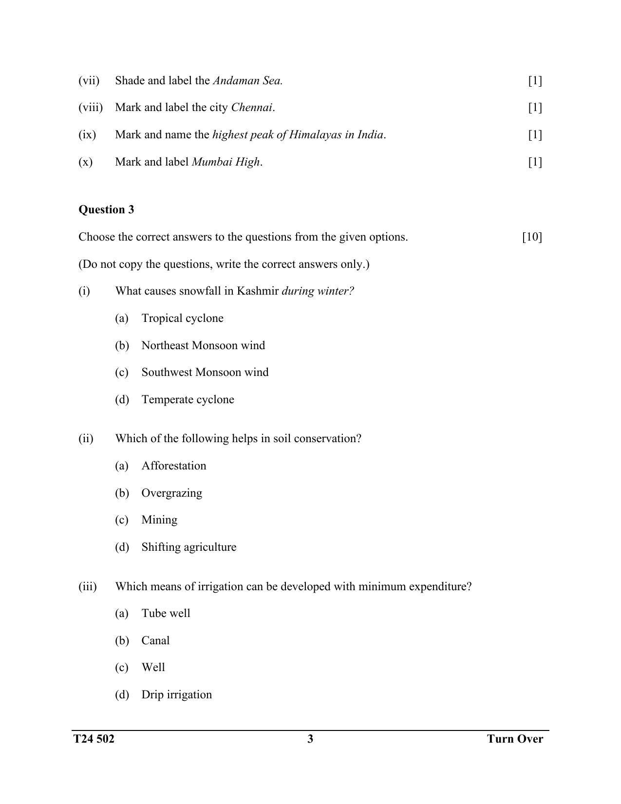 ICSE Class 10 Geography (H.C.G. Paper - 2) 2024 Question Paper - Page 3