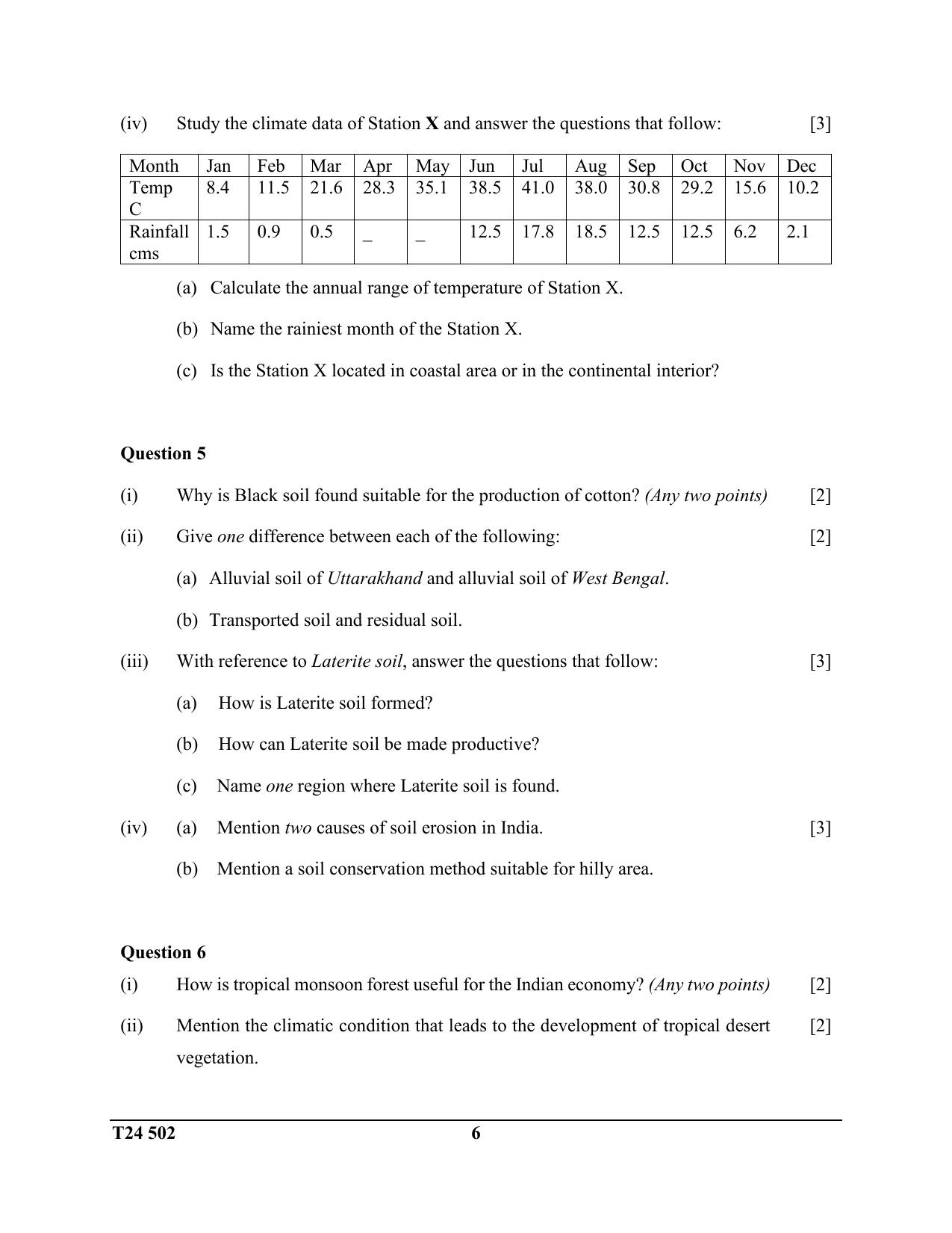 ICSE Class 10 Geography (H.C.G. Paper - 2) 2024 Question Paper - Page 6