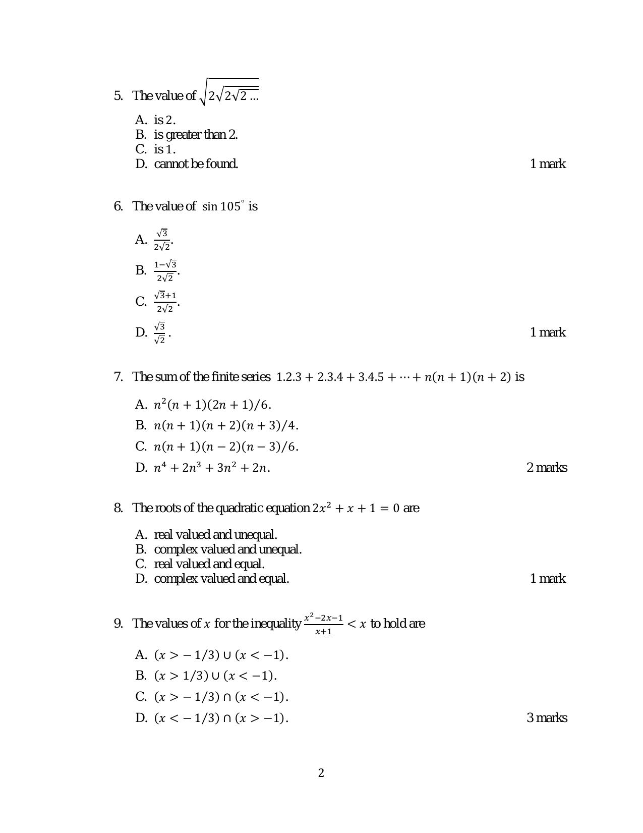 ACET December 2018 Question Papers - Page 2
