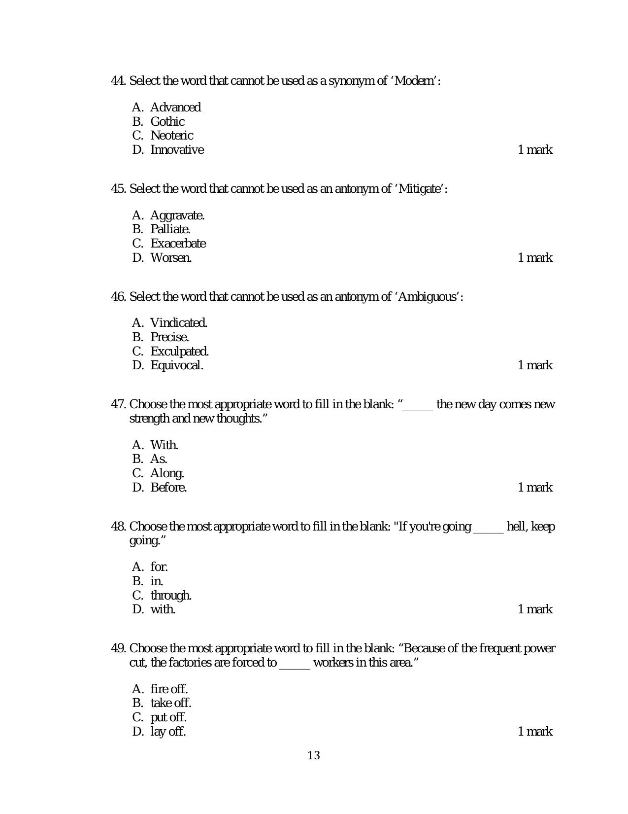 ACET December 2018 Question Papers - Page 13
