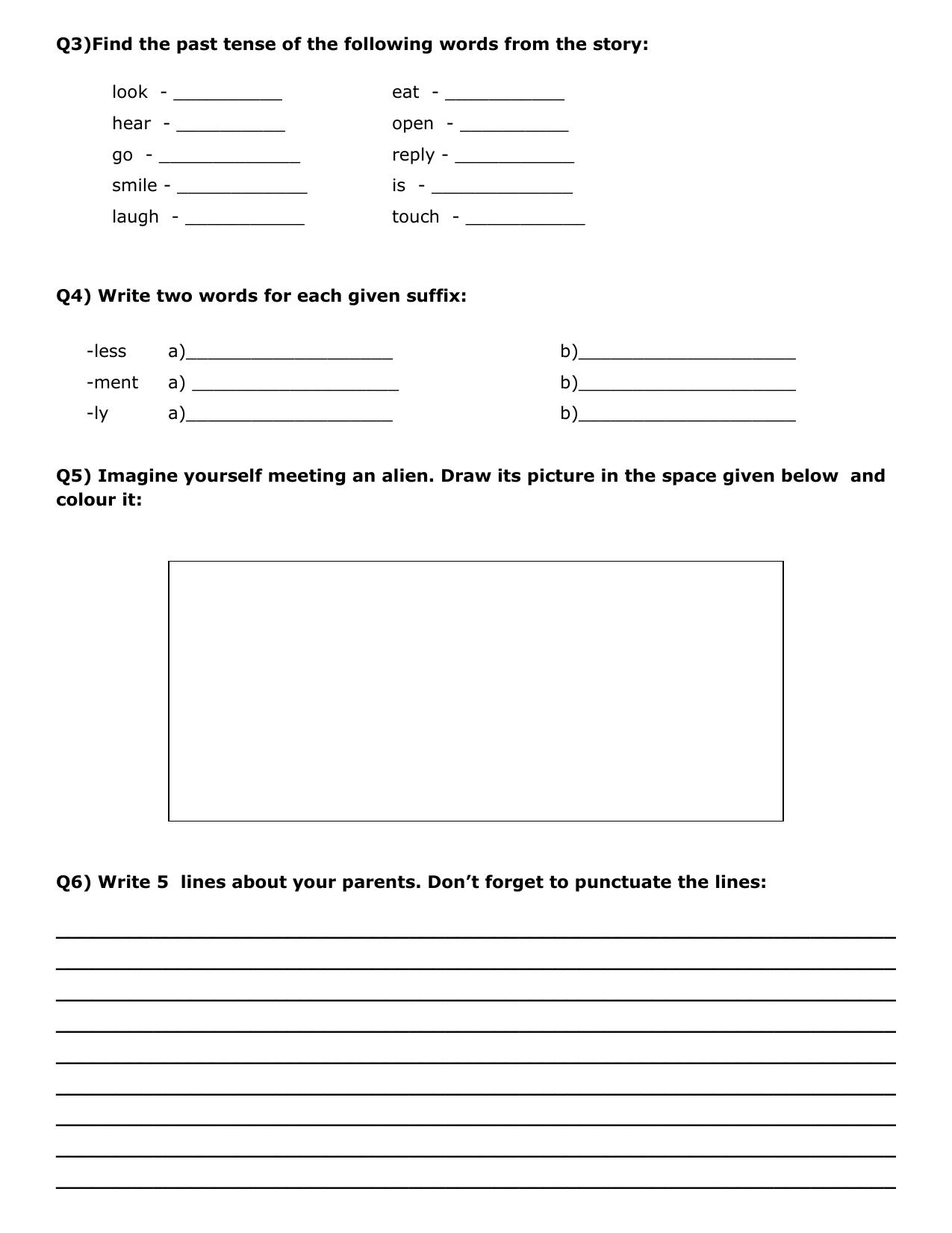 Worksheet for Class 3 English Assignment 4 - Page 2